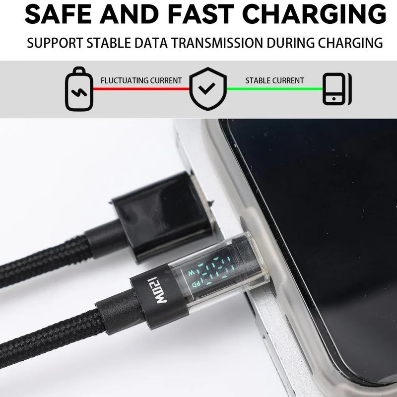 120W Nylon Braided TypeC Data Cord Fast Charging Charger Type-C To USB Cable for Samsung Huawei Mi Laptop 1/1.5/2M Display Cable - Image 3