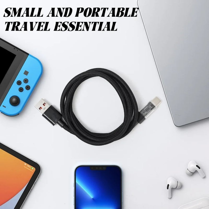 120W Nylon Braided TypeC Data Cord Fast Charging Charger Type-C To USB Cable for Samsung Huawei Mi Laptop 1/1.5/2M Display Cable - Image 5