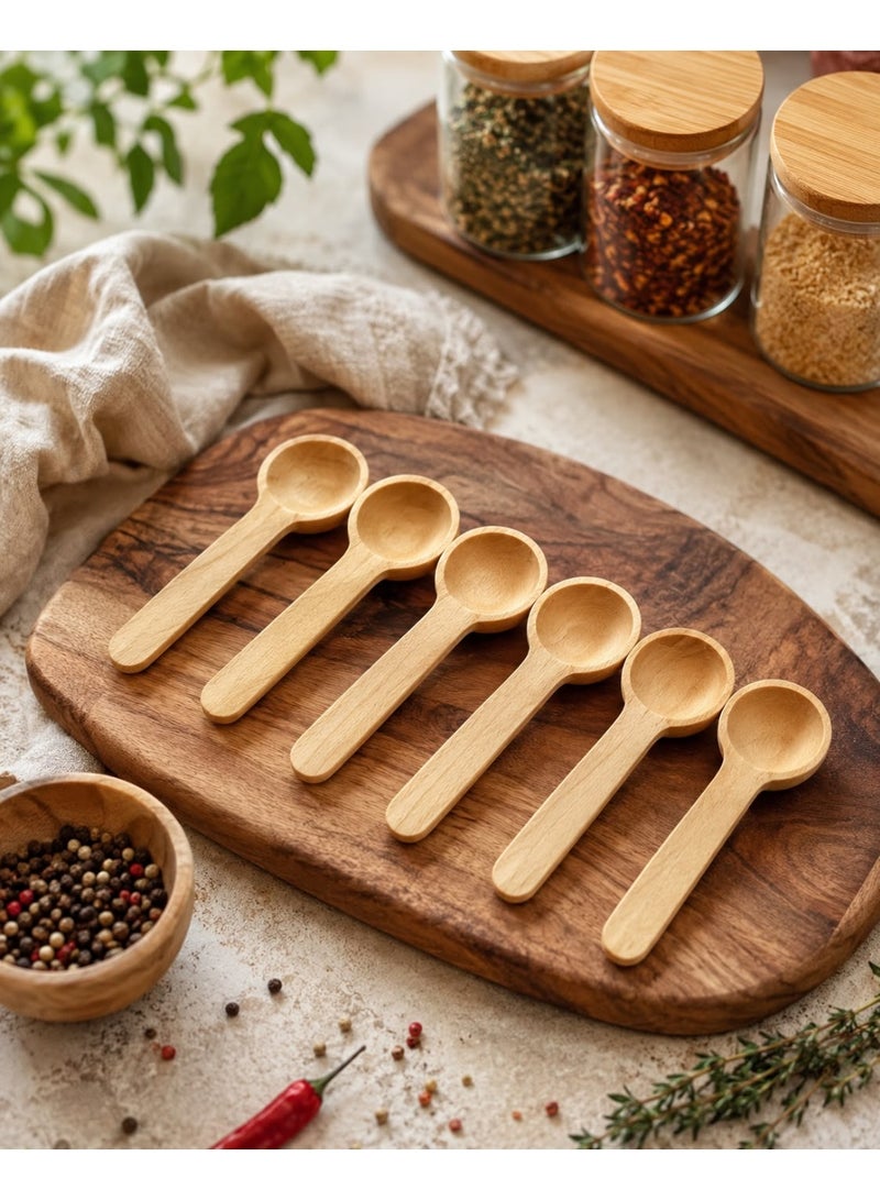 Small Wooden Spoon Set - 6 Pcs Natural Mini Wooden Spoons for Salt, Spices, Coffee, Jam, Condiments, Honey, Sugar, and Kitchen Use - Image 5