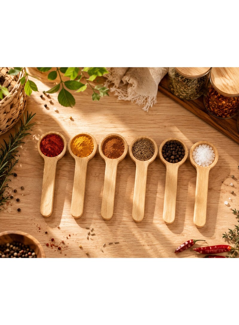 Small Wooden Spoon Set - 6 Pcs Natural Mini Wooden Spoons for Salt, Spices, Coffee, Jam, Condiments, Honey, Sugar, and Kitchen Use - Image 1