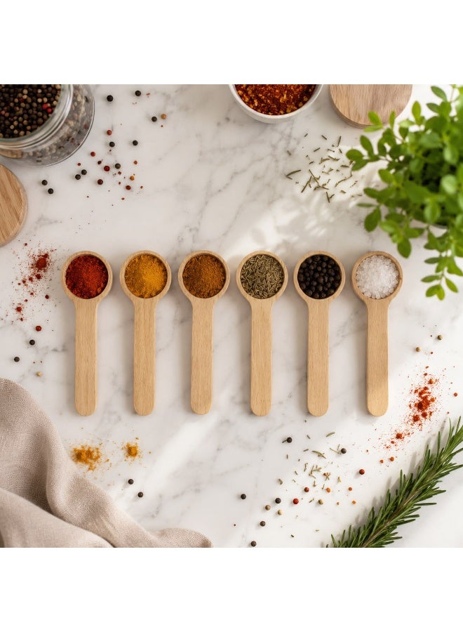 Small Wooden Spoon Set - 6 Pcs Natural Mini Wooden Spoons for Salt, Spices, Coffee, Jam, Condiments, Honey, Sugar, and Kitchen Use - Image 3