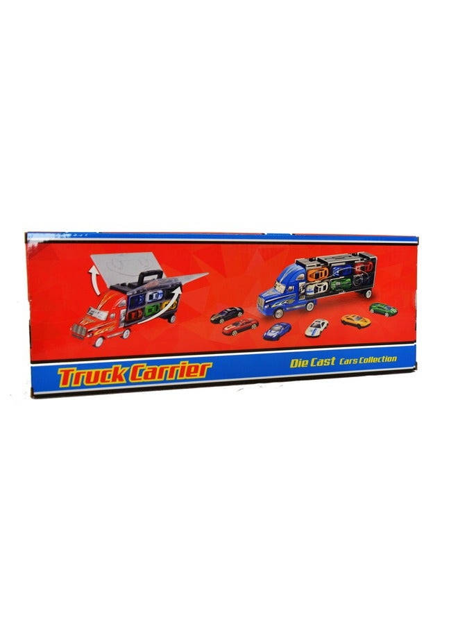 Toy Box Transport Carrier Truck Toy Car with 6 Die-cast Vehicles Friction Powered Racing Car  - Image 5