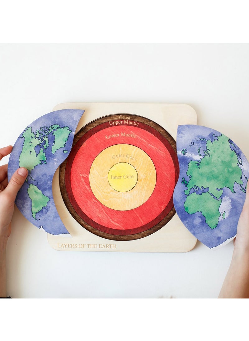 General - Explore the Earth Layer Puzzle Puzzle Montessori Wooden Multi-Layer Early Learning Toy for Kids - Image 1