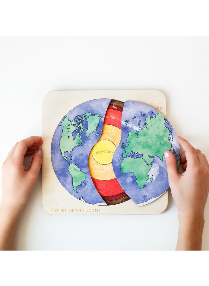General - Explore the Earth Layer Puzzle Puzzle Montessori Wooden Multi-Layer Early Learning Toy for Kids - Image 1