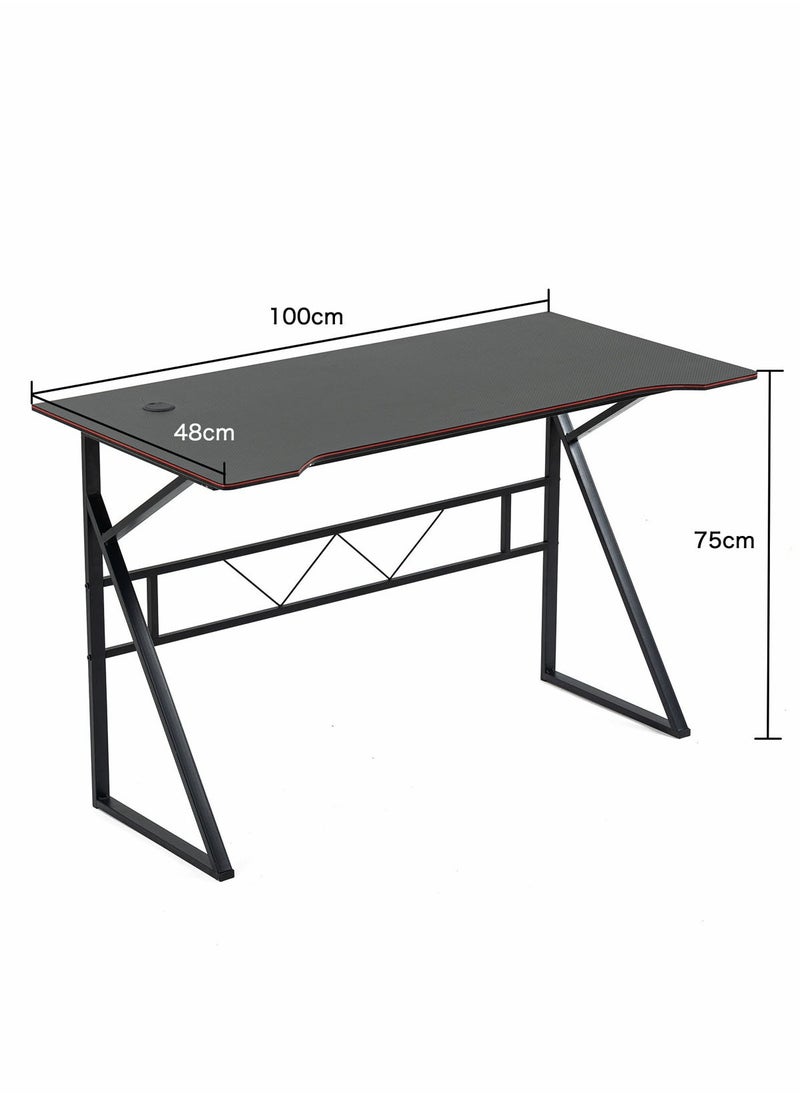 AGD Computer Gaming Table, Computer Workstation, K-Shaped Home Office Desk 100*48*75cm Black  - Image 3