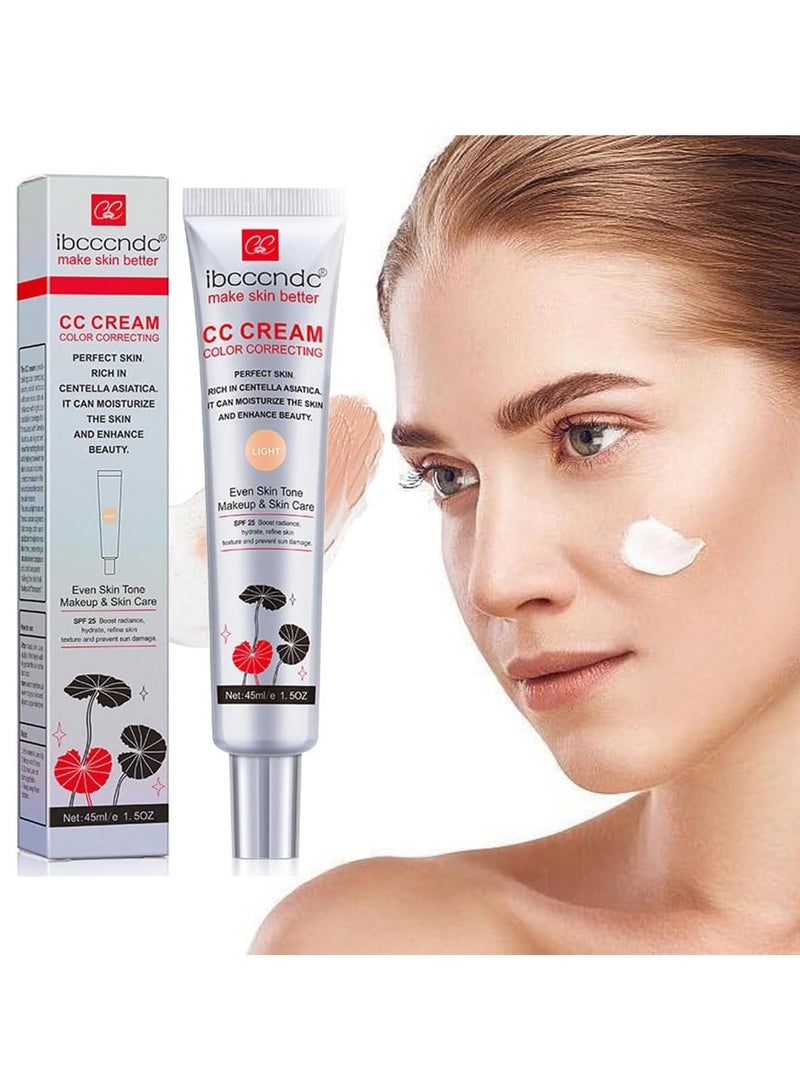 ibcccndc كريم تصحيح اللون CC، كريم أساس مرطب CC مع سنتيلا أسياتيكا، برايمر متعدد الاستخدامات قبل المكياج، خافي عيوب مرطب للوجه، واقي شمس، كريم CC بتغطية كاملة مع SPF 25، داكن - Image 1