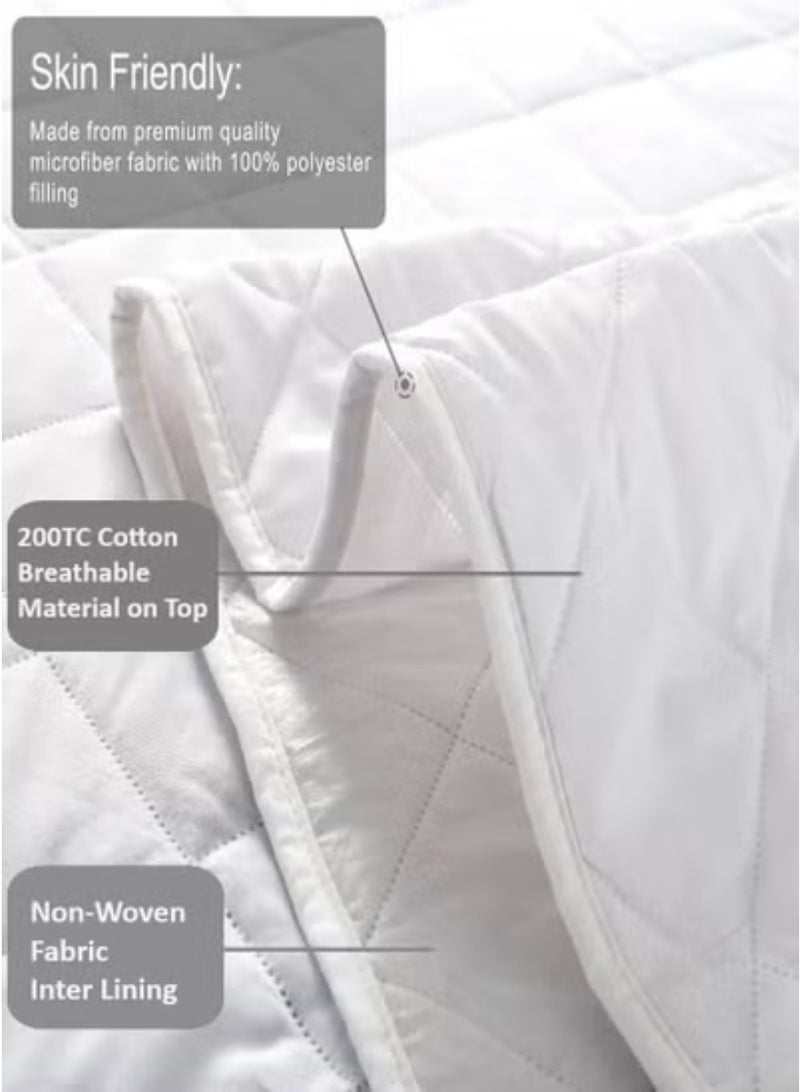 Blueberry Ultra Soft Comfort Mattress Protector Machine Washable Cotton Mattress Topper Cover 4 Corner Elastic Not Waterproof 200x200cm - Image 3