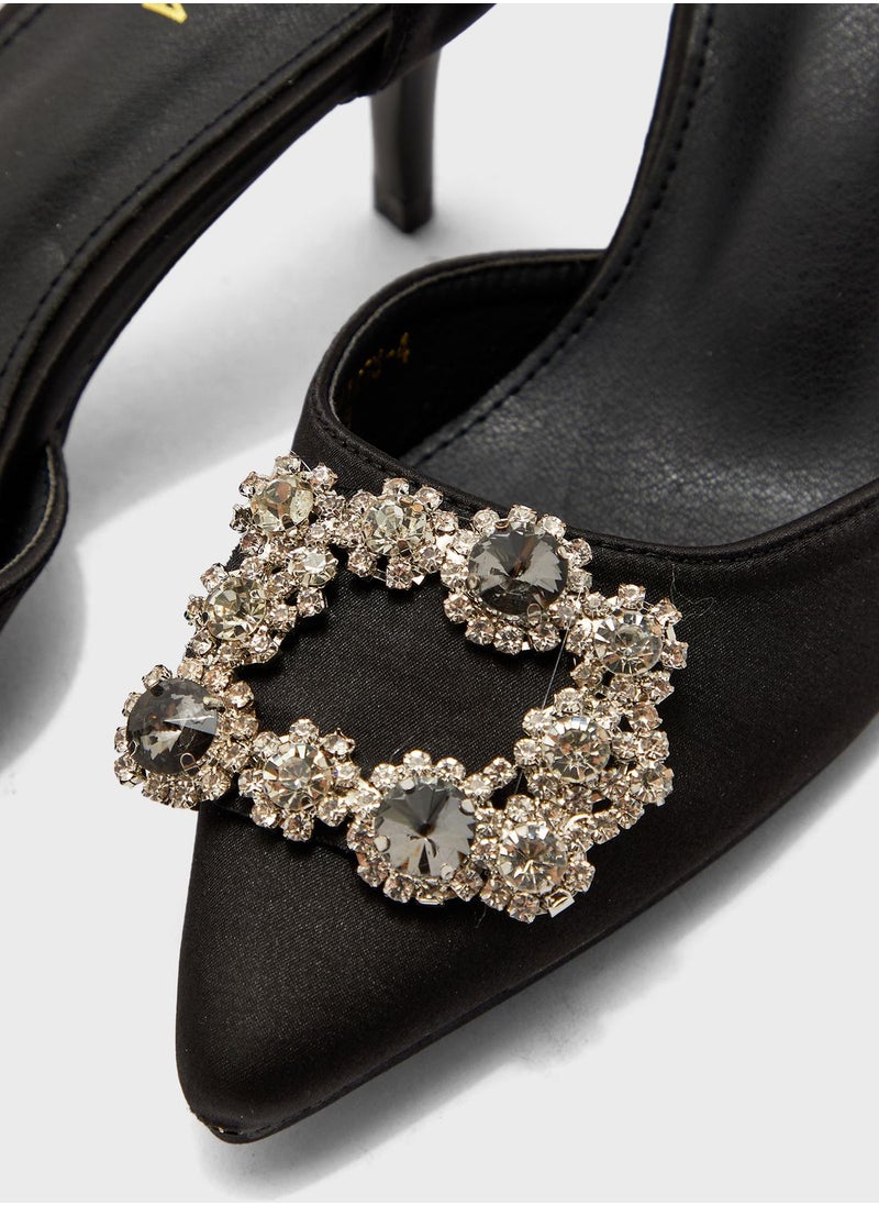 Khizana Jewelled Flower Buckle Pointed Pump  - Image 4
