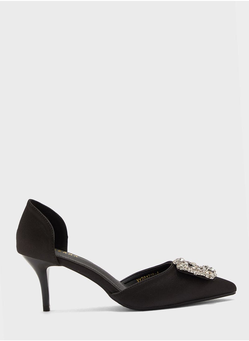 Khizana - Jewelled Flower Buckle Pointed Pump - Image 1