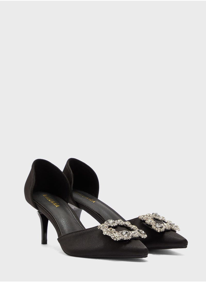 Khizana - Jewelled Flower Buckle Pointed Pump - Image 1