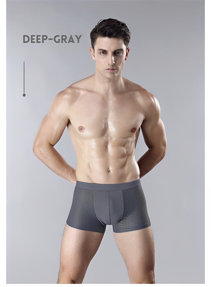 REOCLE Men's 4 Packs Underwear Boxer  Briefs Mesh Quick Dry Performance Boxer Brief Breathable Stretch Underwear - Image 5