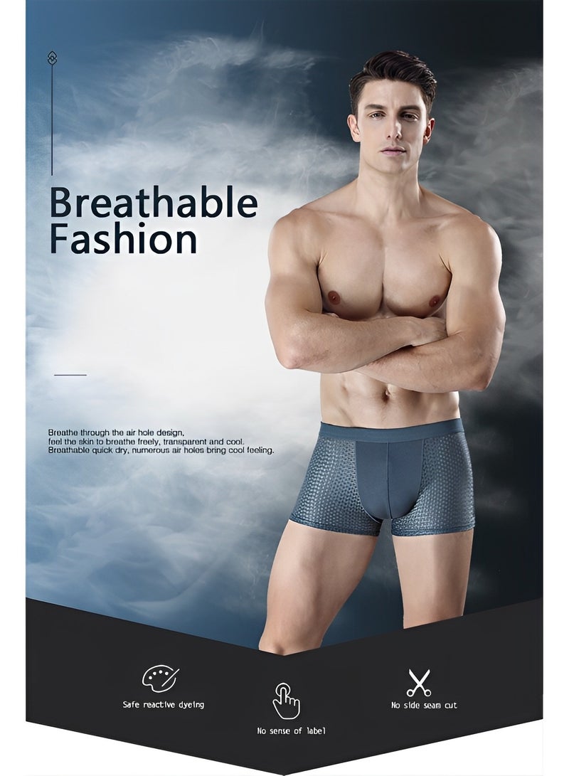REOCLE Men's 4 Packs Underwear Boxer  Briefs Mesh Quick Dry Performance Boxer Brief Breathable Stretch Underwear - Image 3
