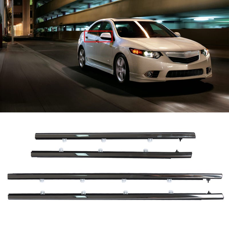 SEBLAFF 4PCS Car Weatherstrip Window Moulding Trim Seal Belt Chrome Replacement for TSX Sedan 2009-2014 Not Suitable for Travel Models - Image 1