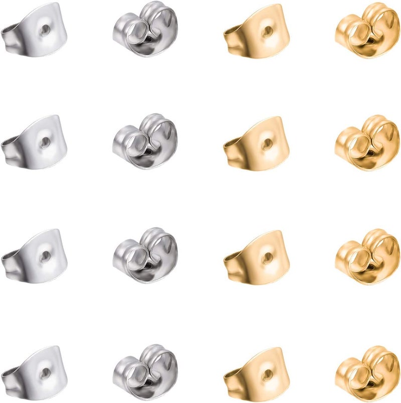 Dhruv Crafts Natural Brass Post Scroll ButterflySteel Clutches Earring Backs 65 x 45 mm 50 PiecesPacket Silver Gold - Image 1