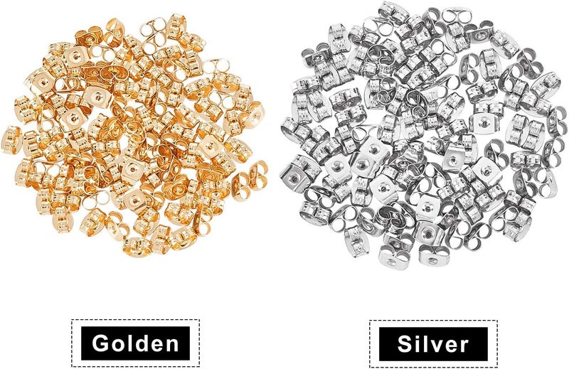 Dhruv Crafts Natural Brass Post Scroll ButterflySteel Clutches Earring Backs 65 x 45 mm 50 PiecesPacket Silver Gold - Image 3