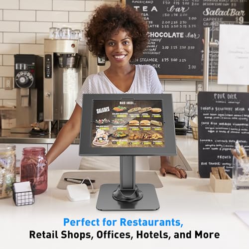 AboveTEK Anti-Theft iPad Kiosk Stand – POS iPad Security Mount with 360° Swivel & 75° Tilt, Heavy Duty Tablet Kiosk Desk Holder for Retail & Business POS Systems (Black) - Image 2