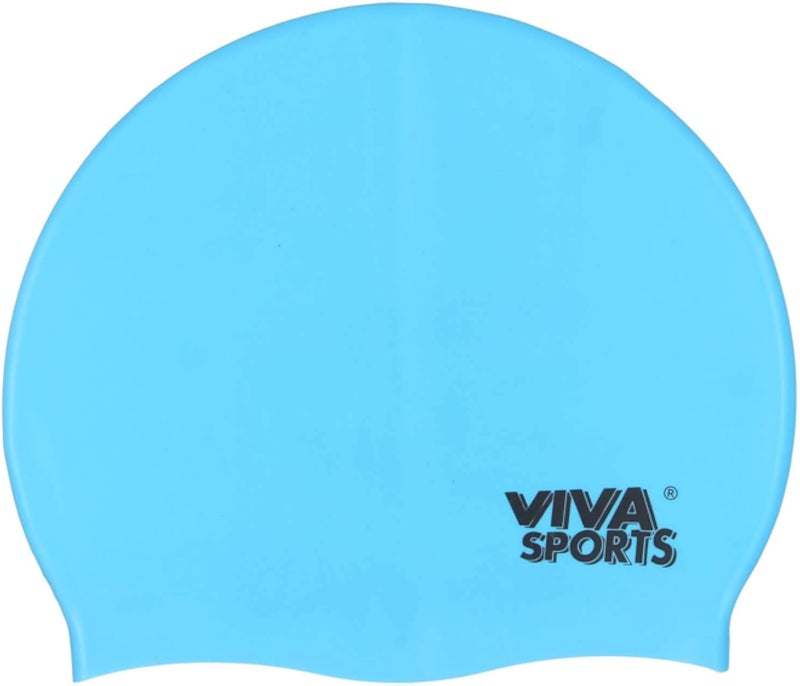 Viva Sports Silicone Swimming Cap In Zipper Bag Light Blue