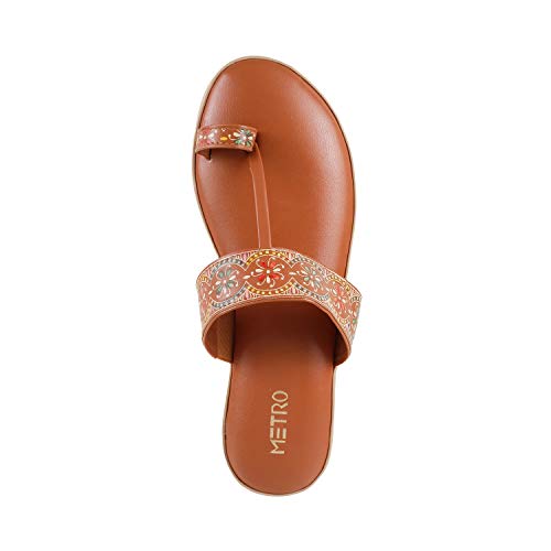 Metro Womens Synthetic Tan Suede Slippers (Size (4 UK (37 EU)) - Image 4