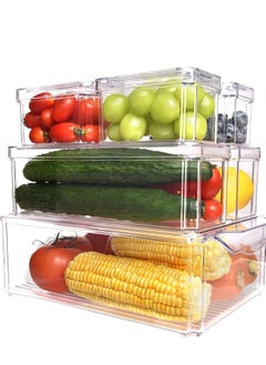 MIXDE Set Of 7 Fridge Organizer Stackable Refrigerator Organizer Bins with Lids, Kitchen Organization and Storage Clear Plastic Storage Bins for Food,Drinks,Fruits,Vegetable  - Image 1