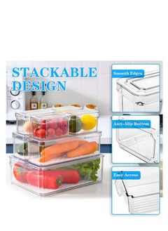 MIXDE Set Of 7 Fridge Organizer Stackable Refrigerator Organizer Bins with Lids, Kitchen Organization and Storage Clear Plastic Storage Bins for Food,Drinks,Fruits,Vegetable  - Image 3