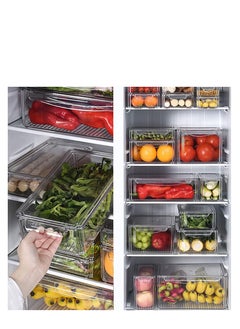 MIXDE Set Of 7 Fridge Organizer Stackable Refrigerator Organizer Bins with Lids, Kitchen Organization and Storage Clear Plastic Storage Bins for Food,Drinks,Fruits,Vegetable  - Image 5