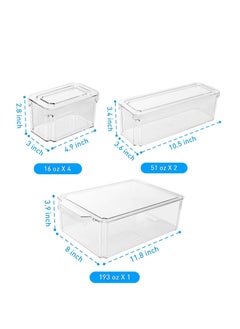 MIXDE Set Of 7 Fridge Organizer Stackable Refrigerator Organizer Bins with Lids, Kitchen Organization and Storage Clear Plastic Storage Bins for Food,Drinks,Fruits,Vegetable  - Image 2