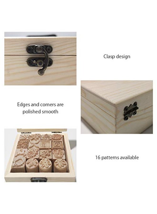 TINTON LIFE 16PCS wooden Clay Pottery Stamp Pottery Tool Wood Block Stamp - Image 3