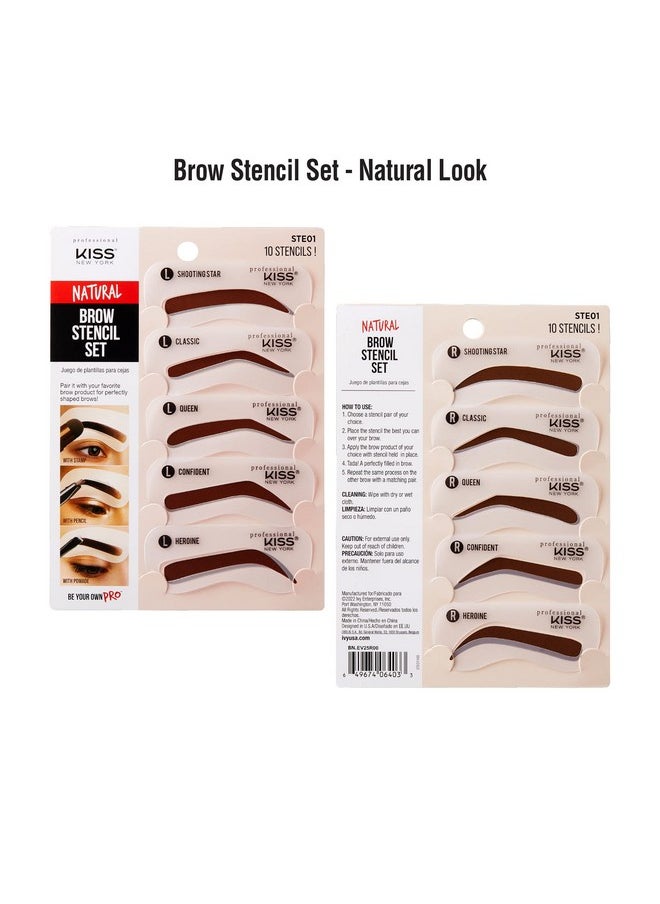 kiss new york Kiss New York Professional Instant Brow Stamp and Stencil Kit Powder Stamp Eyebrow Shaping Kit (Stencil-Natural)  - Image 2