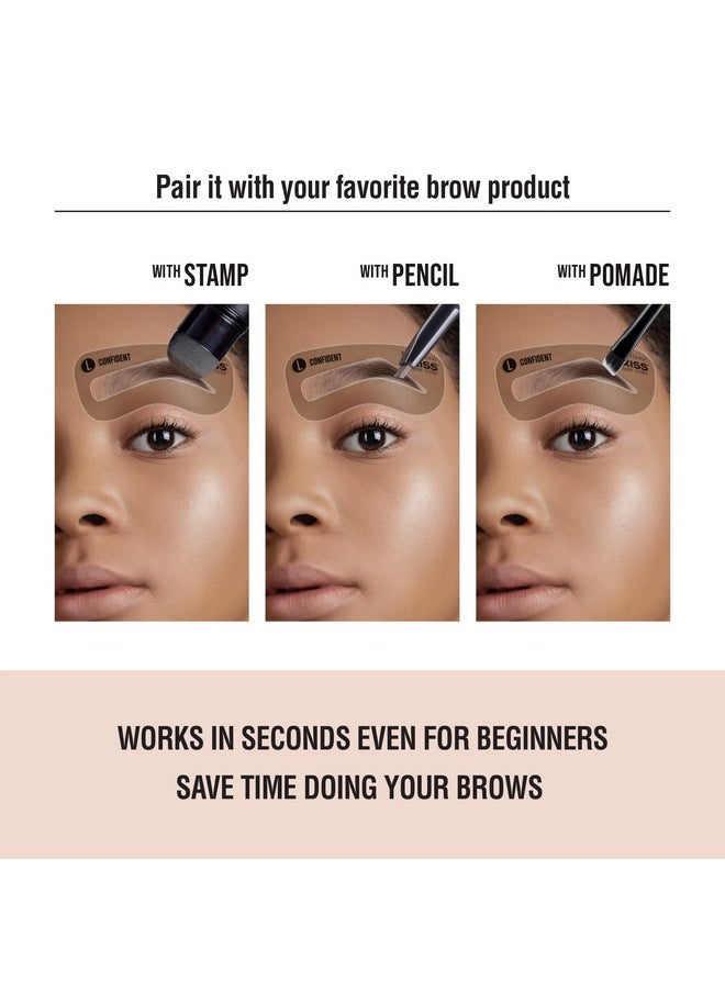 kiss new york Kiss New York Professional Instant Brow Stamp and Stencil Kit Powder Stamp Eyebrow Shaping Kit (Stencil-Natural)  - Image 3