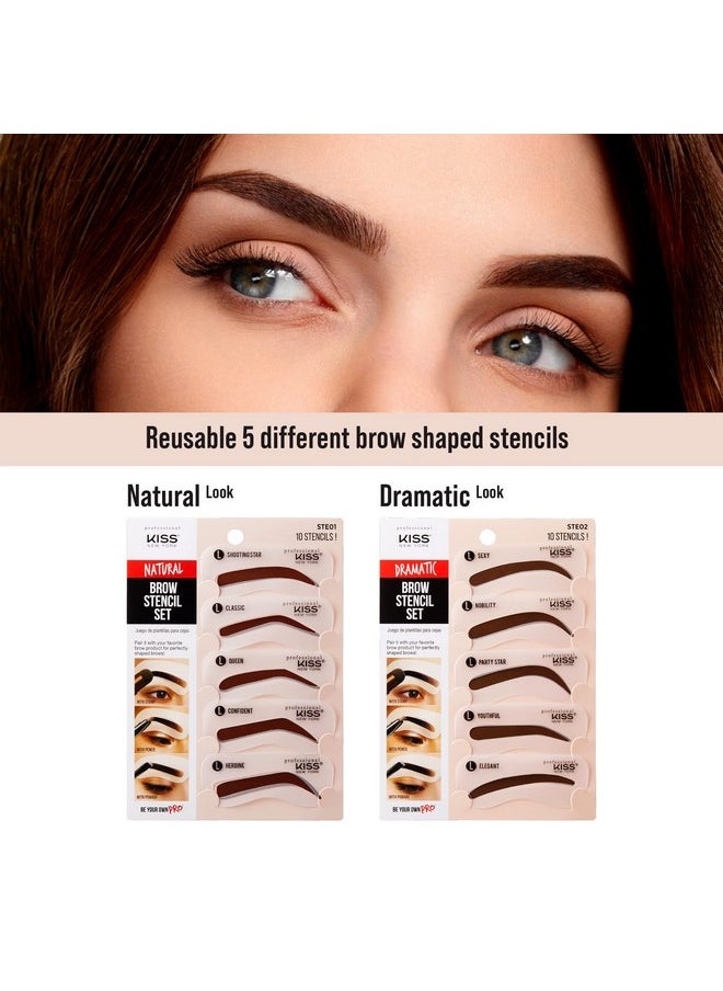 kiss new york Kiss New York Professional Instant Brow Stamp and Stencil Kit Powder Stamp Eyebrow Shaping Kit (Stencil-Natural)  - Image 4