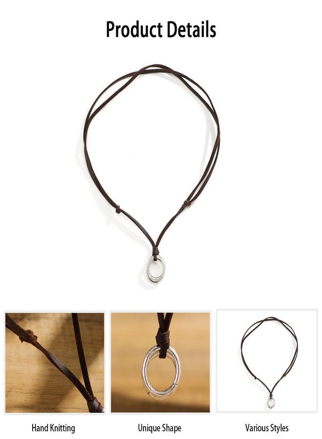 Aeenioy Necklace for Men, Stylish for Men, Ring Pendant, Chain for Man Fashion Accessories, Rope Cord Neck Chain for Man - Image 3