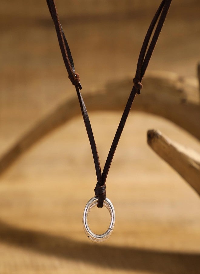 Aeenioy Necklace for Men, Stylish for Men, Ring Pendant, Chain for Man Fashion Accessories, Rope Cord Neck Chain for Man - Image 4