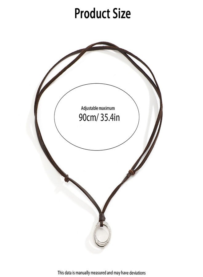 Aeenioy Necklace for Men, Stylish for Men, Ring Pendant, Chain for Man Fashion Accessories, Rope Cord Neck Chain for Man - Image 2