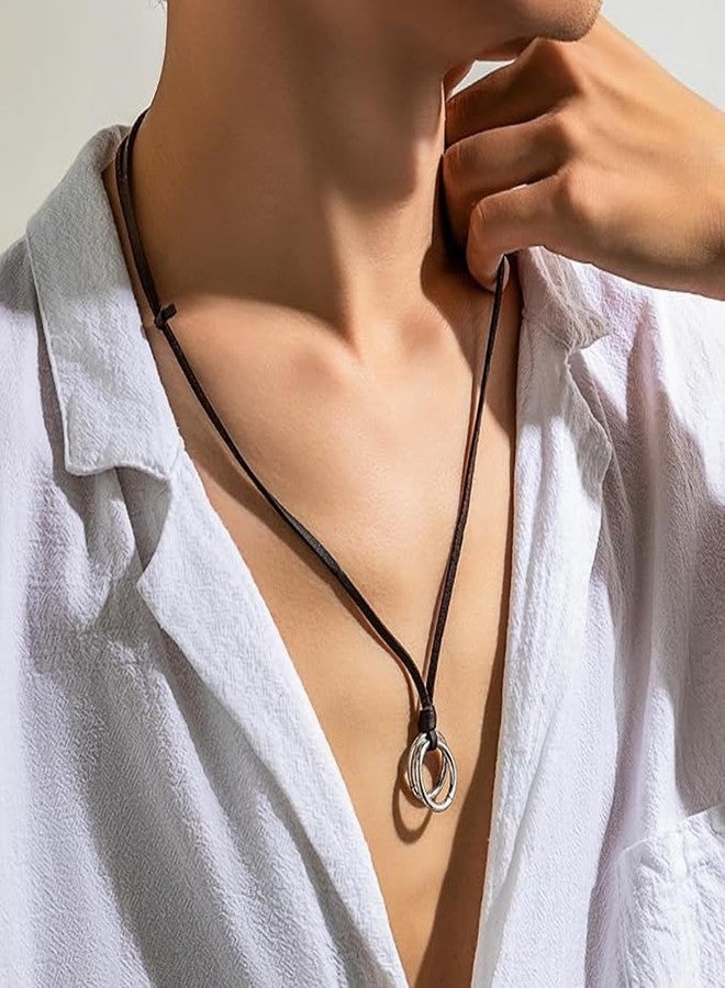 Aeenioy Necklace for Men, Stylish for Men, Ring Pendant, Chain for Man Fashion Accessories, Rope Cord Neck Chain for Man - Image 5