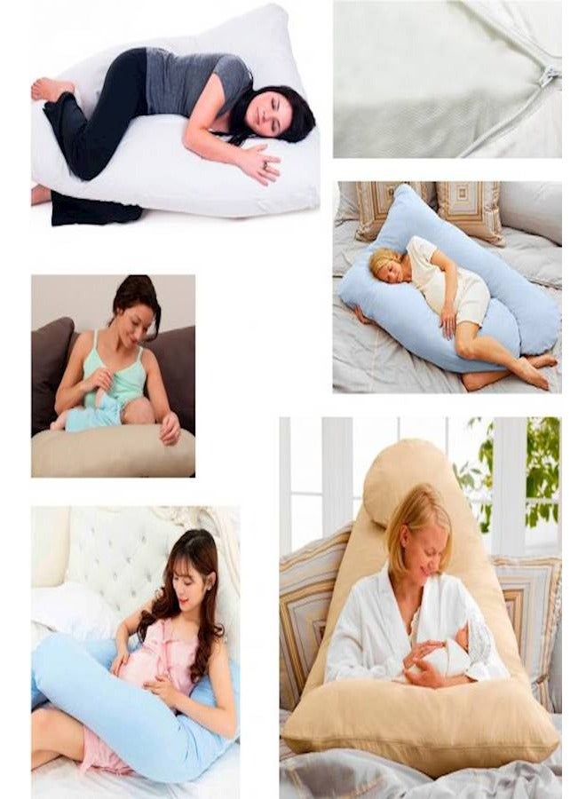 Sleep night U Shape Body Pillows Comfortable Maternity Bed Pillow Half White - Image 2