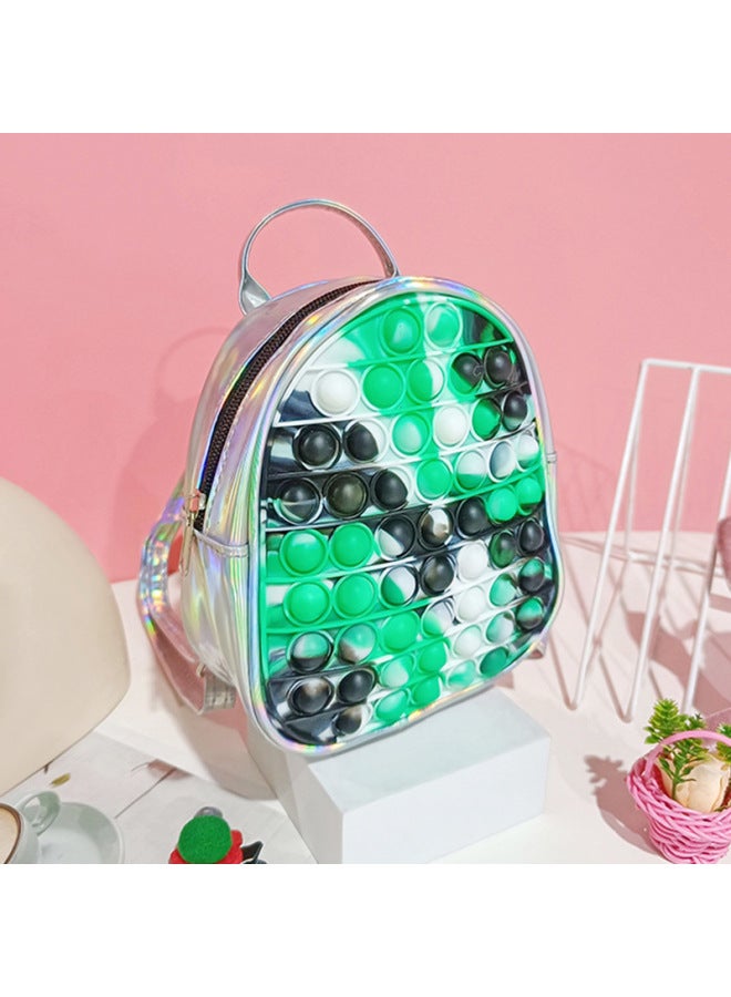 Spot Silicone Backpack Children's Educational Decompression Toy Schoolbag Bubble Pinch Le Rodent Killer Pioneer Backpack-Color:Small Bag Style 16*19  - Image 1