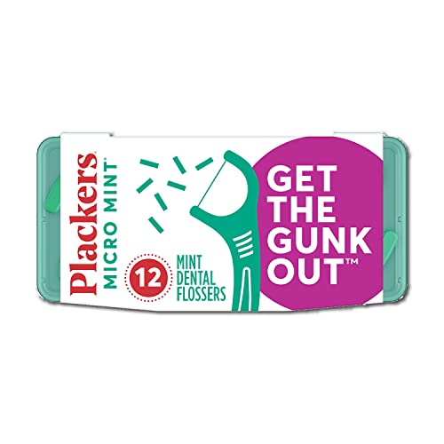 Plackers Micro Mint Dental Floss Picks with Travel Case 12 Count Color May vary