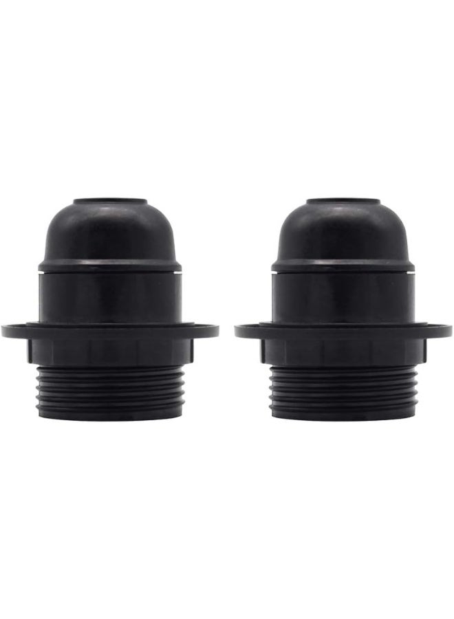 Royal Apex Royal Apex Lamp Base Adapter E27 4A Light Bulb Lamp Holder Pendant Screw Cap Socket Vintage (Black 250V) (2)  - Image 1