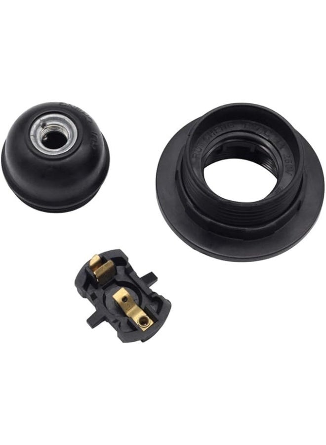 Royal Apex Royal Apex Lamp Base Adapter E27 4A Light Bulb Lamp Holder Pendant Screw Cap Socket Vintage (Black 250V) (2)  - Image 3