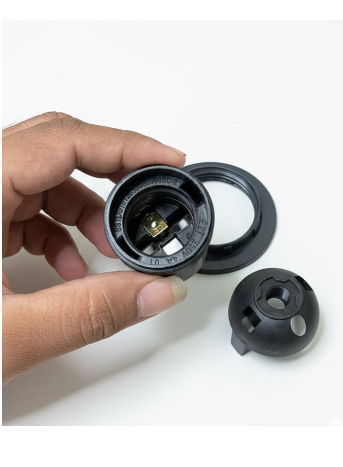 Royal Apex Lamp Base Adapter E27 4A Light Bulb Lamp Holder Pendant Screw Cap Socket Vintage (Black 250V) (2) - Image 4
