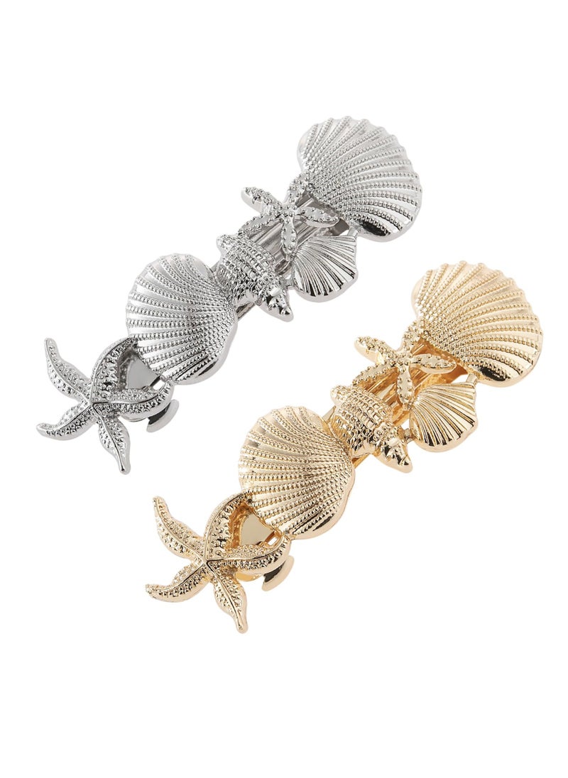 LL Starfish Hair Barrettes, Rhinestones Vintage Hair Clips, Sea Shell Hairgrip Wedding Hair Headwear Accessories for Women Girls (Tpye D)  - Image 1