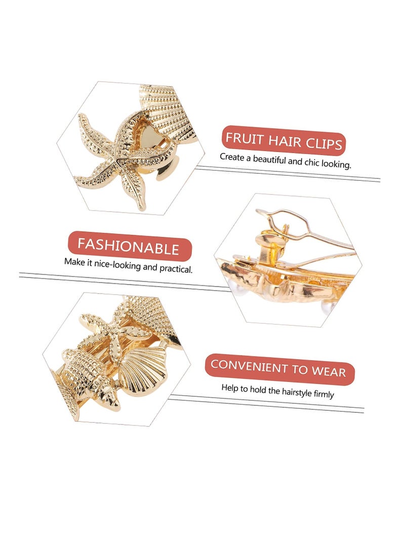 LL Starfish Hair Barrettes, Rhinestones Vintage Hair Clips, Sea Shell Hairgrip Wedding Hair Headwear Accessories for Women Girls (Tpye D)  - Image 2