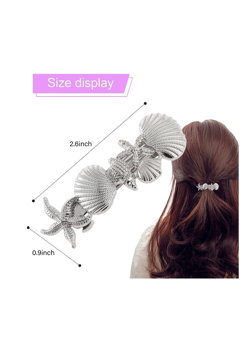 LL Starfish Hair Barrettes, Rhinestones Vintage Hair Clips, Sea Shell Hairgrip Wedding Hair Headwear Accessories for Women Girls (Tpye D)  - Image 3