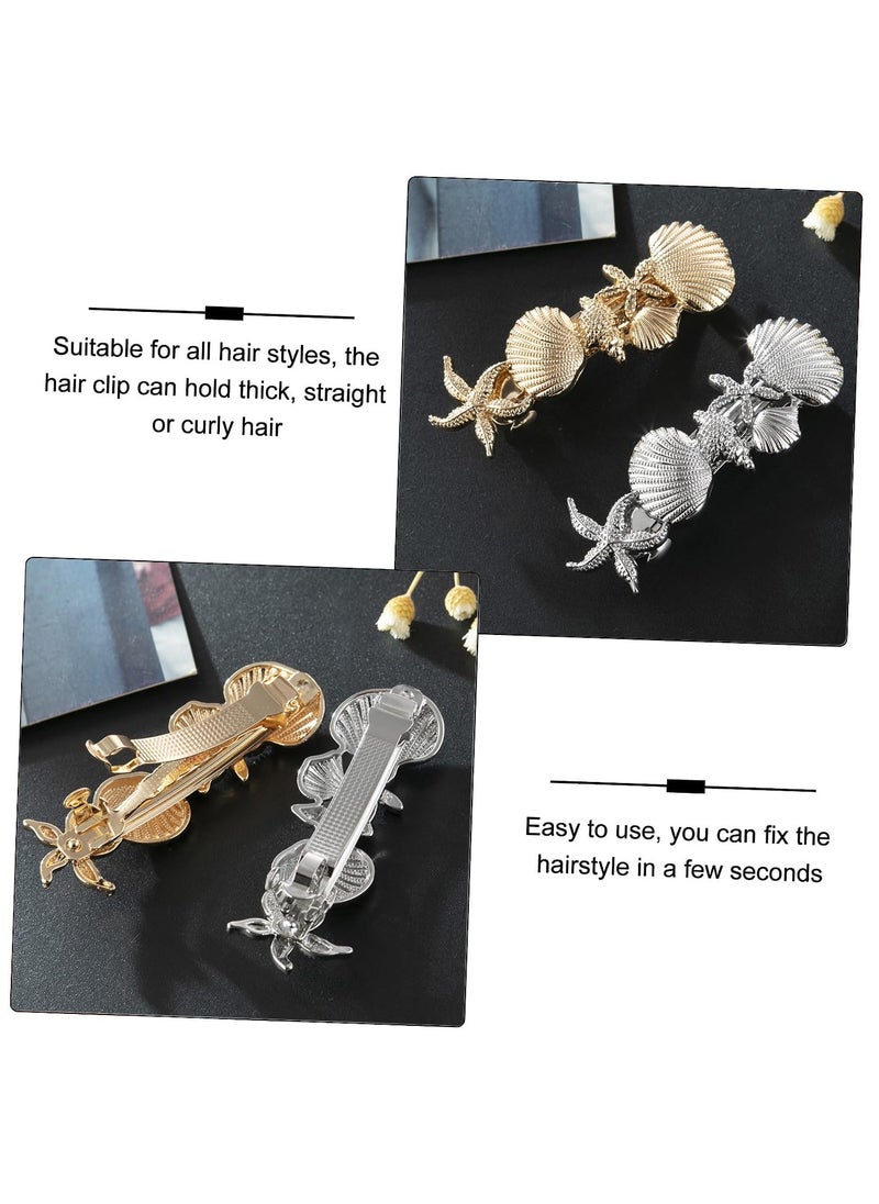 LL Starfish Hair Barrettes, Rhinestones Vintage Hair Clips, Sea Shell Hairgrip Wedding Hair Headwear Accessories for Women Girls (Tpye D)  - Image 4