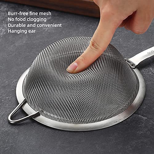 AOWOTO 3.35inch 304 Stainless Steel Fine Mesh Strainers for Kitchen, Colander-Skimmer with Handle, Metal Sieve Sifters for Food, Rice, Oil, Noodles, Fruits, Vegetable, Tea Strainer - Image 3