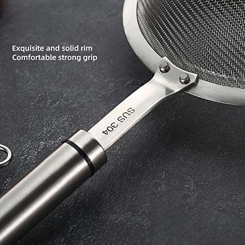 AOWOTO 3.35inch 304 Stainless Steel Fine Mesh Strainers for Kitchen, Colander-Skimmer with Handle, Metal Sieve Sifters for Food, Rice, Oil, Noodles, Fruits, Vegetable, Tea Strainer - Image 4