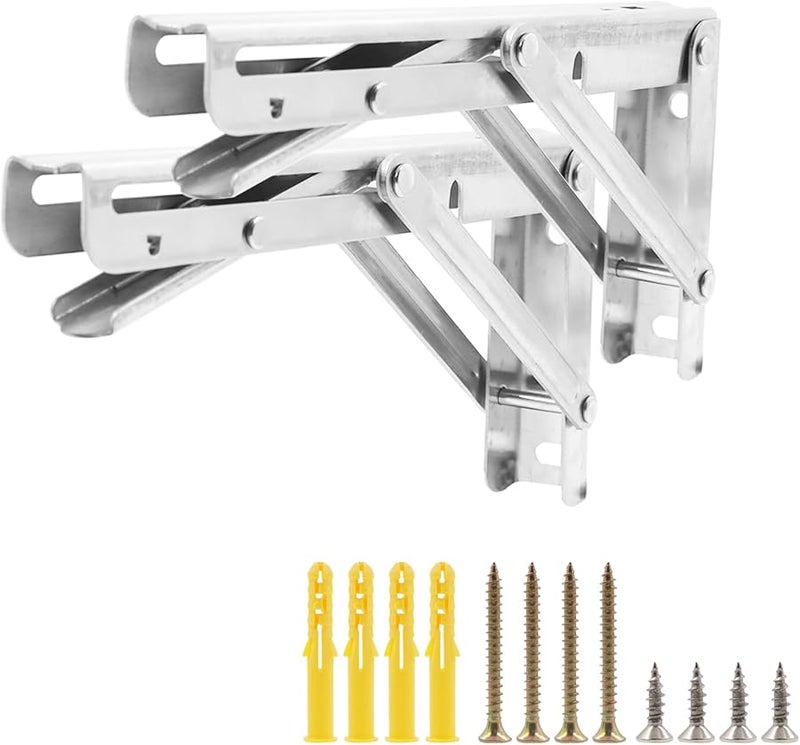 Heavy Duty SUS201 Folding Shelf Brackets 2PCS Silver 242x22 5x97mm Wall Mounted - Image 2