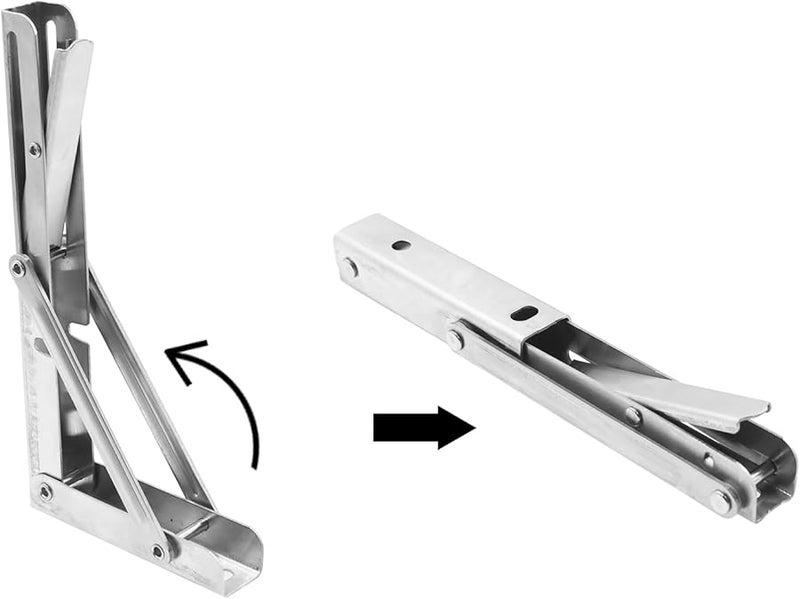 Heavy Duty SUS201 Folding Shelf Brackets 2PCS Silver 242x22 5x97mm Wall Mounted - Image 4