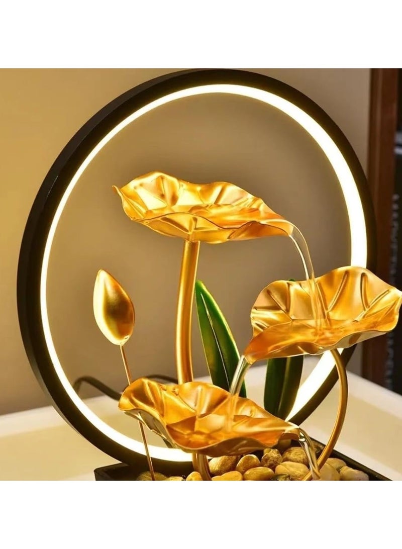 عربست نافورة مكتبية تعمل بالطاقة عبر USB مع أحجار طبيعية وأضواء حلقة LED، مرطب هواء مكتبي، مرطب للغرفة، ديكور للمنزل والمكتب - Image 4