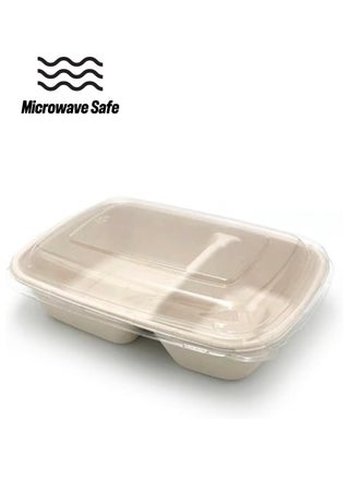 Halapack 20 Pcs Biodegradable Bagasse Box 2Compartment 900ml / 30oz with Hinged Lid Heavy Duty Easily Compostable Food Container Disposable Takeout Food Containers Natural Easily - pzsku/Z1722C7BA0745F4FF71AFZ/45/1744056727/ff484948-8897-403d-a4e3-e51102925734